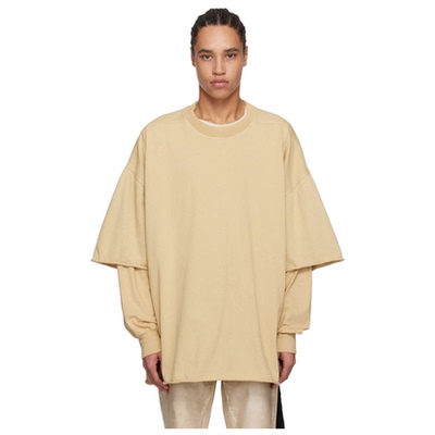 RICKOWENS 米色 Hollywood Tommy Hustler Sweat T 恤男宽松新