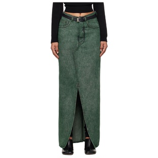 Long Mm6 绿色 Maison 牛仔半身裙女伴娘裙婚礼裙通勤 Margiela