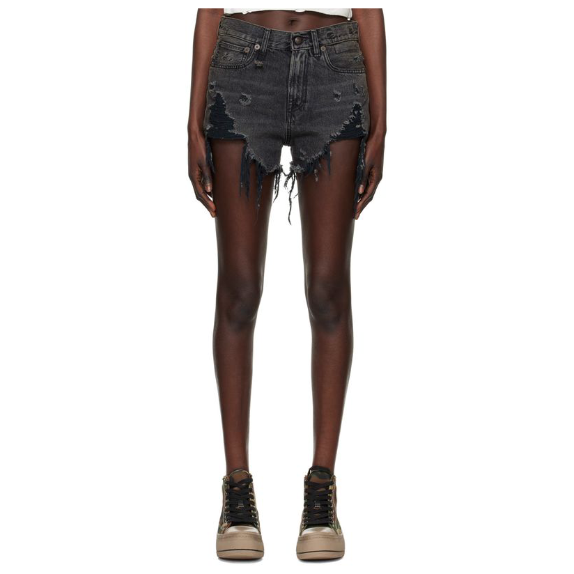 [迷衣app优惠码:kchp] r13 黑色 shredded slouch 牛仔短裤女