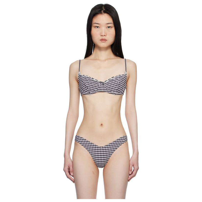 Frankies Bikinis 黑色  白色 Cola Gingham Underwire 比基尼
