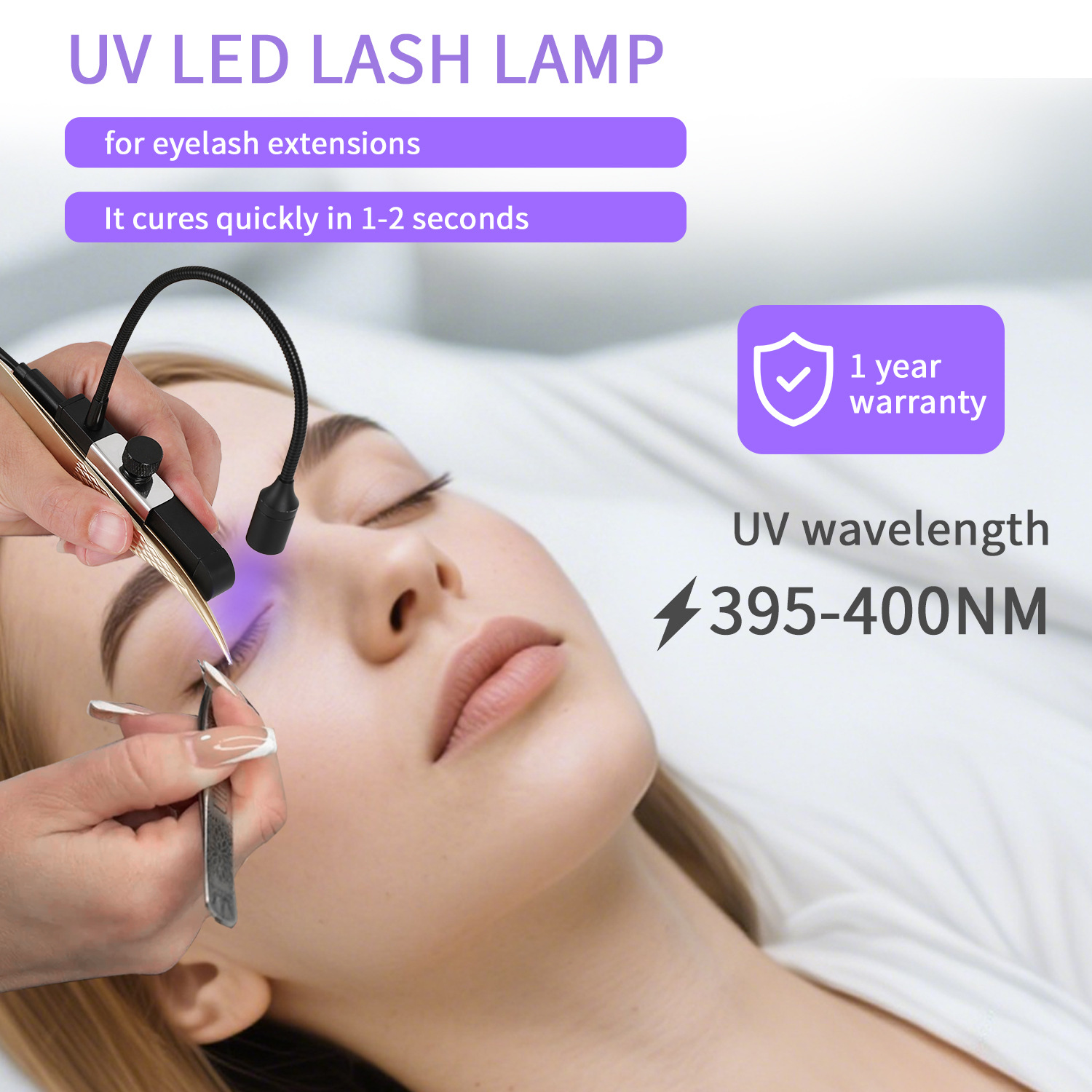 新款 UV睫毛胶固化紫光灯假睫毛嫁接延长LED紫外线便携镊子灯
