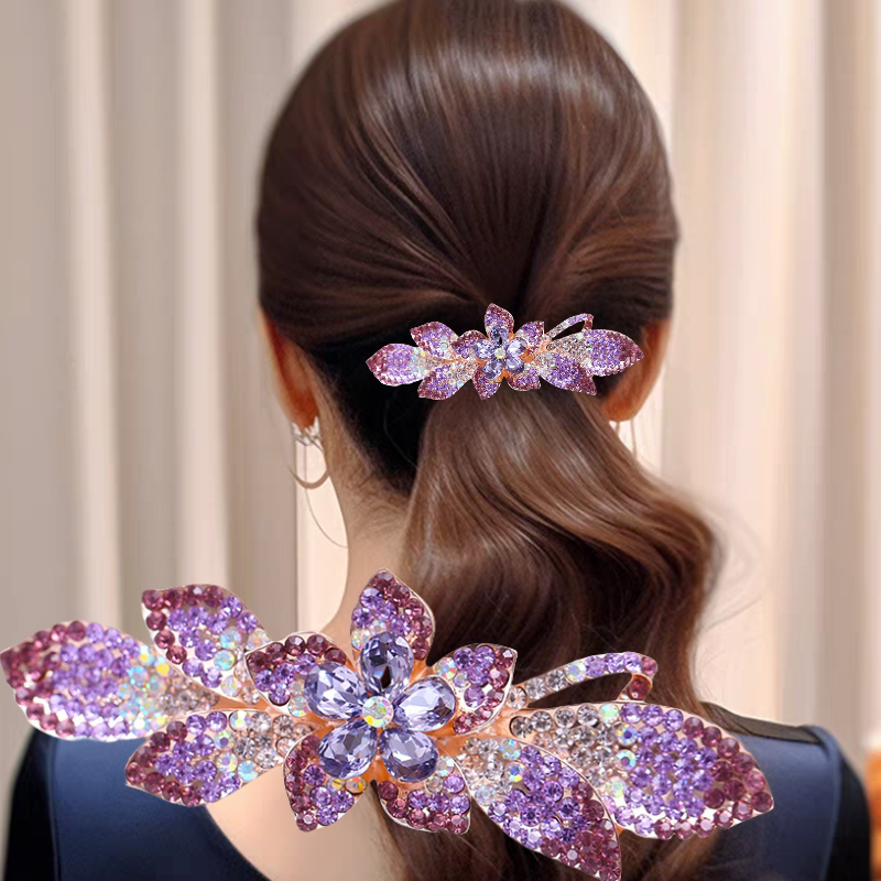 大号水钻发夹后脑勺夹子头饰气质韩国发卡女士头发顶夹盘发弹簧夹