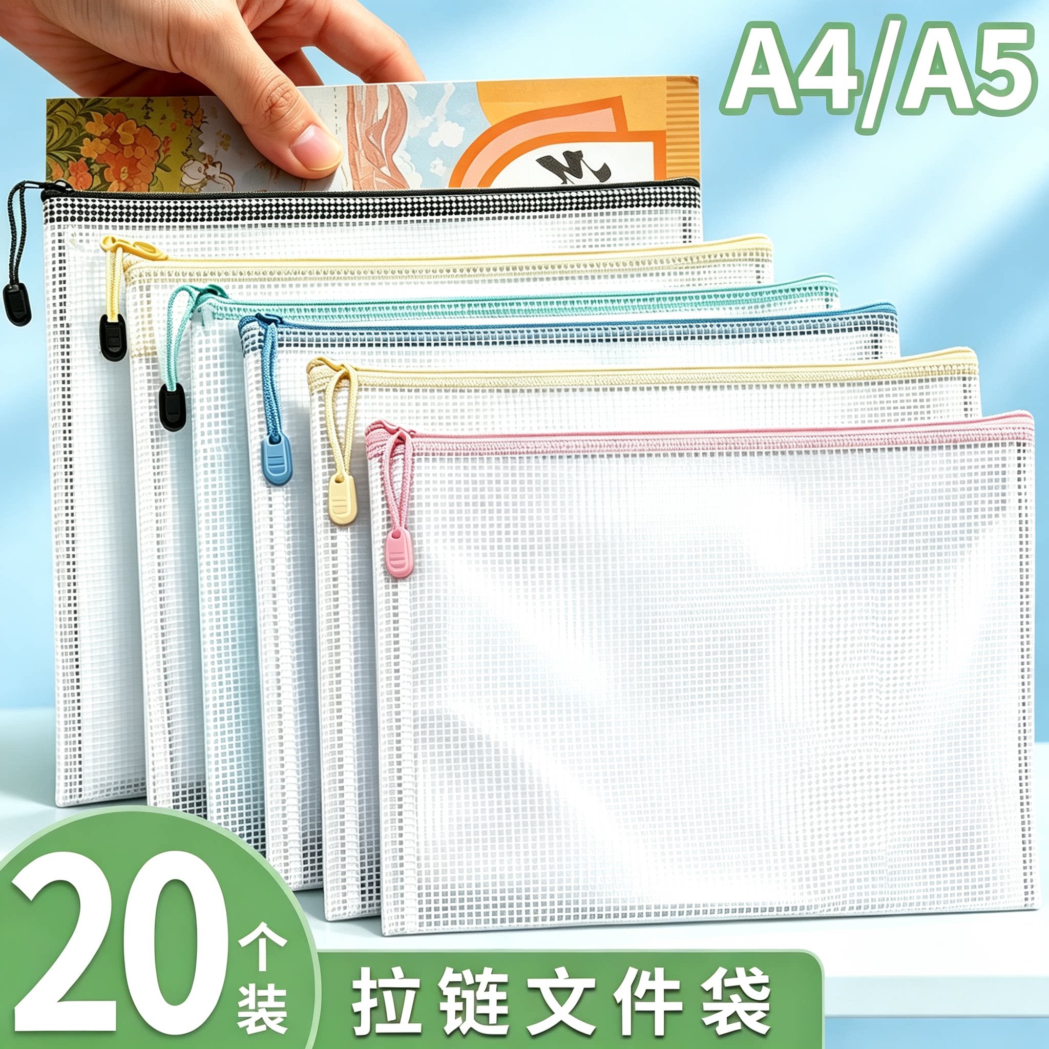 20个装恒利源塑料a4a5拉链文件袋图片