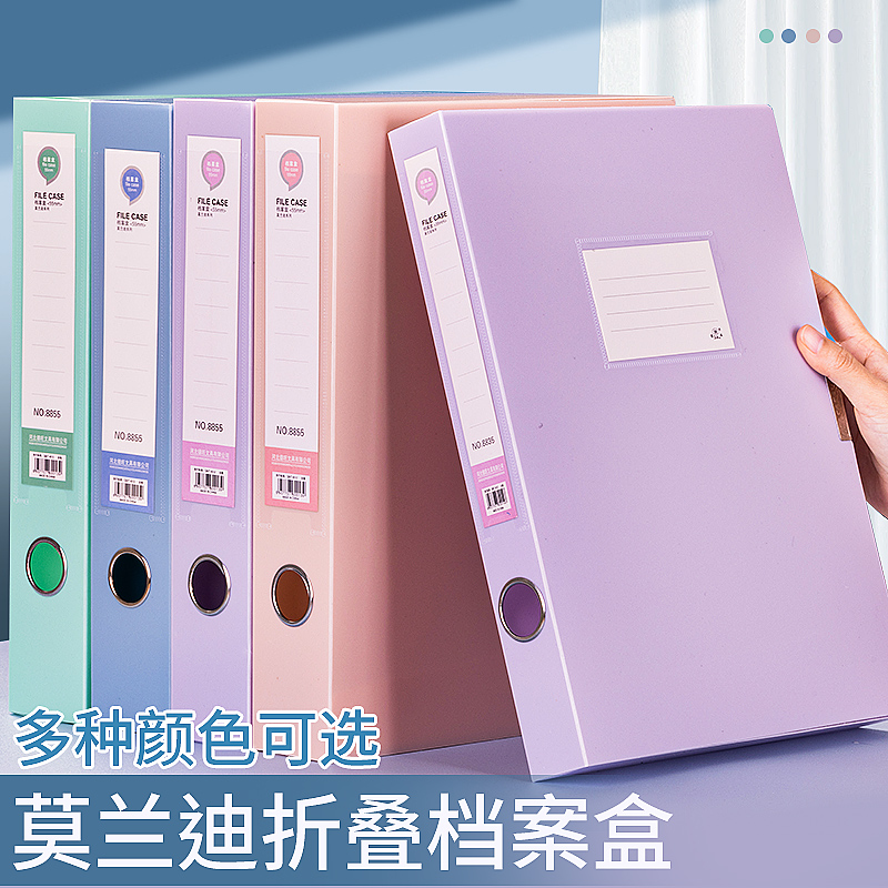 A4加厚莫兰迪色塑料文件资料盒档案盒带标签文档盒干部人事办公资料盒文件夹会计凭证合同文件盒大容量整理盒