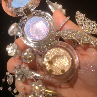 爆闪单色眼影亮闪珠光带闪粉亮晶晶蓝绿紫色卧蚕高光眼中提亮锁骨