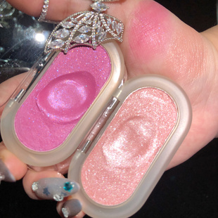 多用膏腮红珠光细闪亮晶晶眼影水蜜桃玫粉色单色提亮眼中当高光