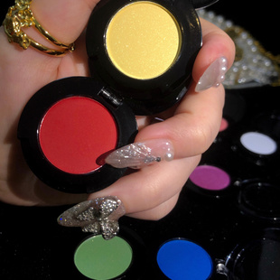 大红色眼影单色中国红哑光舞台表演戏剧上镜用正黄色蓝紫白cos