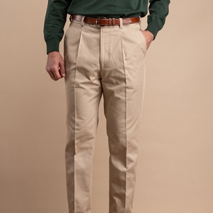 奶茶色绅士单褶休闲西裤 Principle Chino Milktea 脚口翻边