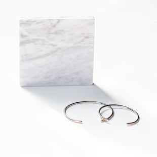 Principle M银镀玫瑰金开口式手镯情侣简约法式手环七夕礼物BR001