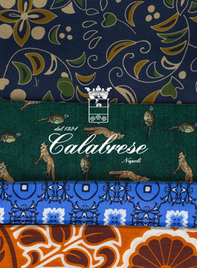 Calabrese Foulard 意大利印花70x70真丝方巾手工围巾 CALA-NC007