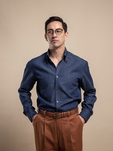 三步手工深牛仔蓝衬衫 Kyoto Shirt 休闲 Denim Principle