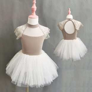 幼儿练功新款 舞蹈服女童夏短袖 幼儿考级连体形体芭蕾纱裙演出套装