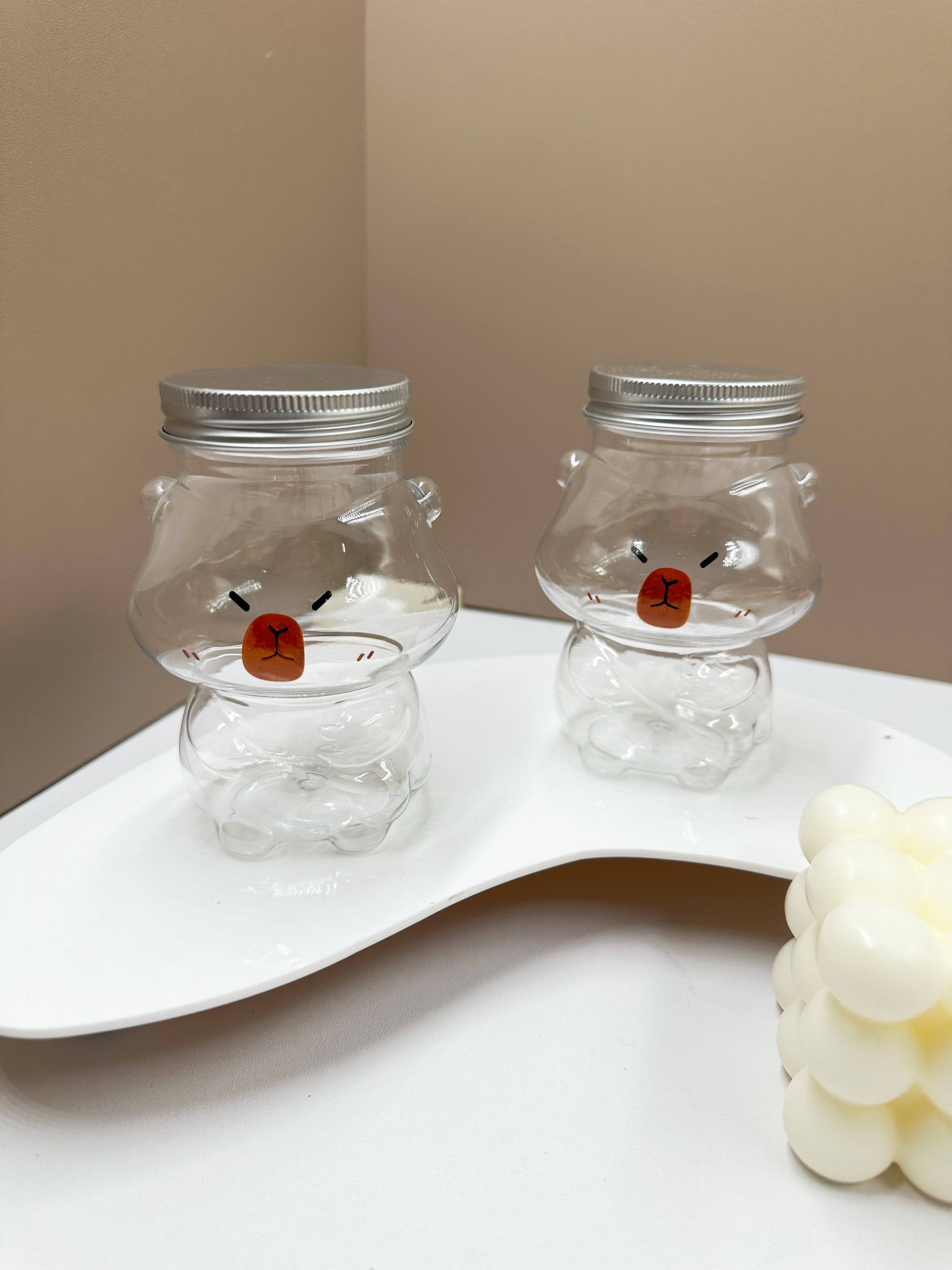 透明卡皮巴拉空瓶可爱水晶泥罐美甲DIY饰品异形带表情瓶