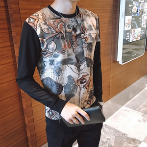2025秋冬款男士卫衣韩版长袖T恤上衣服潮打底衫外穿个性痞帅风p55图片