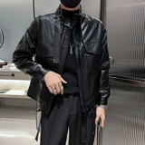 2025男士皮夹克潮牌痞帅工装皮衣外套精神小伙休闲P88，男装夹克，电商A270
