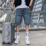2025男夏季短裤韩版潮流牛仔裤五分裤破洞宽松直筒5分裤NZ27-p40，男装牛仔裤，电商A270