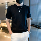 春夏装t恤上衣短袖修身针织针织纯色体恤男针织衫半袖P48，男装T恤，电商A270