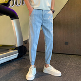 夏季男士牛仔裤九分裤裤子修身潮牌休闲条纹弹力休闲裤2023-P55，男装牛仔裤，电商A270