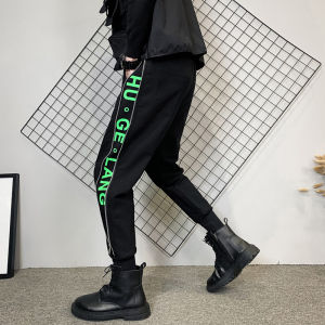 秋冬男休闲裤长裤修身潮流裤子百搭2020束脚工装裤潮牌拉链款P65图片