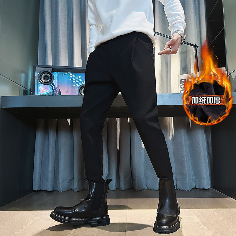 秋冬季新款男士休闲裤加绒加厚痞帅小脚裤高级感X10-p55加绒60图片