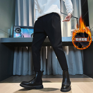 秋冬季新款男士休闲裤加绒加厚痞帅小脚裤高级感X10-p55加绒60图片