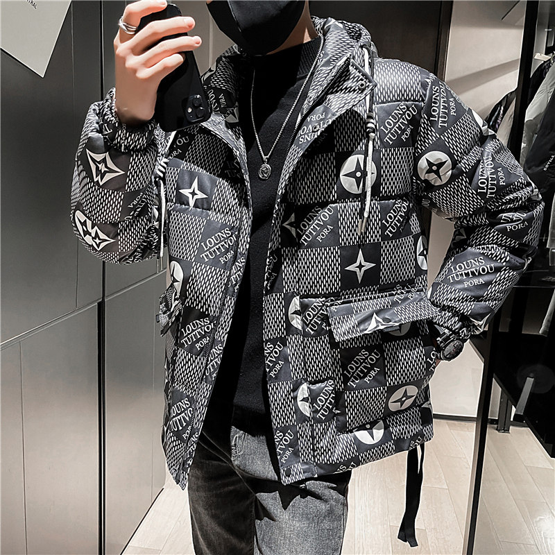 2025男士棉服花外套韩版潮牌时尚痞帅棉衣连帽棉袄P138,男装棉衣,电商A270
