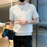 春夏装t恤上衣短袖修身针织针织纯色体恤男针织衫半袖P48，男装T恤，电商A270
