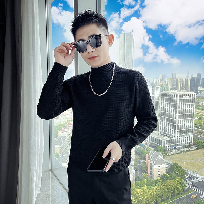 2025春秋季新款男士毛衣针织衫修身加厚打底衫半高领衣服MY03-p48,男装T恤,电商A270