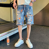 夏季男士短裤五分裤中裤宽松直筒牛仔破洞薄款2025夏季NZ201-P48，男装牛仔裤，电商A270