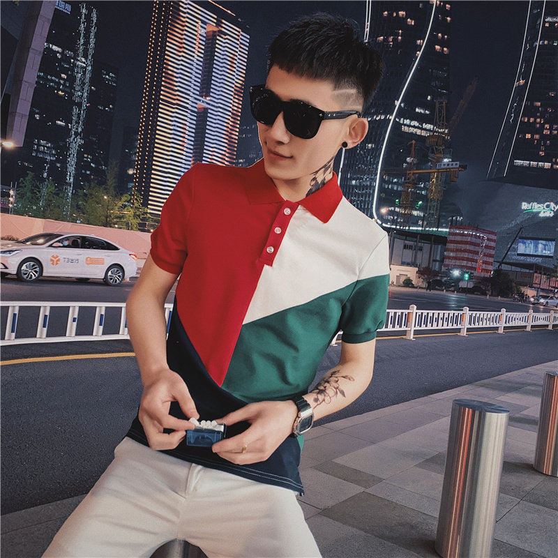 2025夏季新款polo衫男短袖潮牌半袖t恤精神小伙翻领体恤上衣P48,男装T恤,电商A270