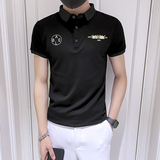 男装夏季2022POLO衫上衣领子痞帅打底有短袖修身t恤潮流半袖p45，男装T恤，电商A270