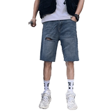 2025男夏季短裤韩版潮流牛仔裤五分裤破洞宽松直筒5分裤NZ27-p40，男装牛仔裤，电商A270
