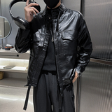 2025男士皮夹克潮牌痞帅工装皮衣外套精神小伙休闲P88，男装夹克，电商A270