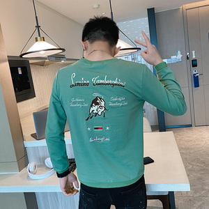 卫衣男春秋款长袖t恤上衣秋季金牛刺绣潮牌痞帅精神小伙秋衣P55图片