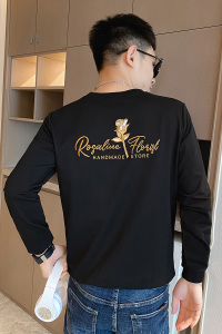卫衣男士长袖t恤春秋季2021痞帅网红刺绣打底衫潮牌上衣服早秋P55图片