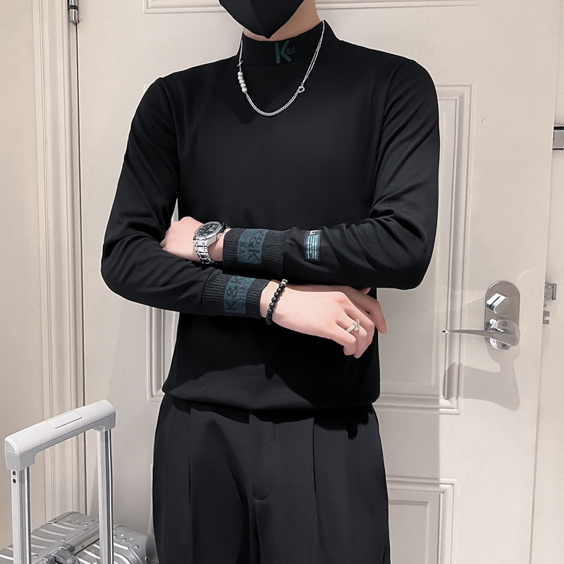 2025春秋季长袖T恤男打底衫小衫半高领刺绣男装上衣CT10-P45,男装T恤,电商A270
