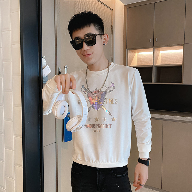 卫衣潮牌长袖秋季男士印花网红T恤小衫帅气百搭2025春秋款P55,男装T恤,电商A270