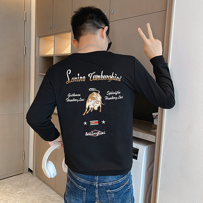 卫衣男春秋款长袖t恤上衣秋季金牛刺绣潮牌痞帅精神小伙炸街P55,男装T恤,电商A270