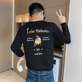 卫衣男春秋款长袖t恤上衣秋季金牛刺绣潮牌痞帅精神小伙炸街P55，男装T恤，电商A270