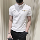 男装夏季2022POLO衫上衣领子痞帅打底有短袖修身t恤潮流半袖p45，男装T恤，电商A270
