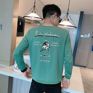 卫衣男春秋款长袖t恤上衣秋季金牛刺绣潮牌痞帅精神小伙炸街P55图片