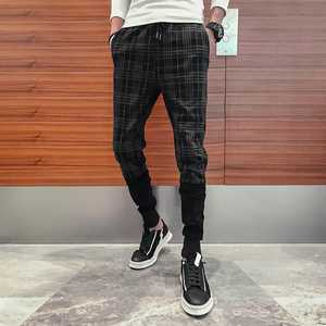 2025秋季男士休闲裤韩版潮流个性格子社会小伙裤子A270-X13-P70图片