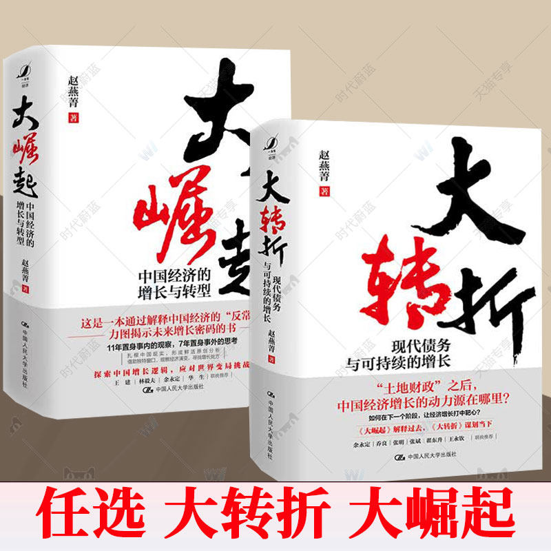 2册任选 大转折 现代债务与可持续的增长+大崛起 中国经济的增长与转型 赵燕菁 中国人民大学出版社 9787300348322