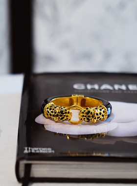 vintage toccata KJL 豹子 黑色 珐琅 手镯