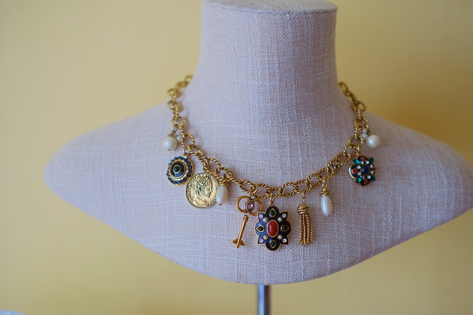 toccata vintage carolee 珍珠 硬币 彩色流苏 摩登 项链