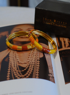 vintage toccata Joan Rivers 橙色 珐琅 双镯 镯子