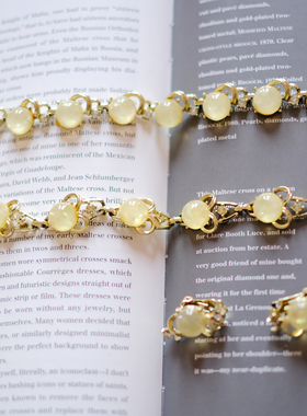 艺伎的胭脂 vintage coro 浅黄色 项链 手链 耳夹 套装