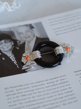 vintage toccata Joan Rivers 黑色 橙色 经典 胸针