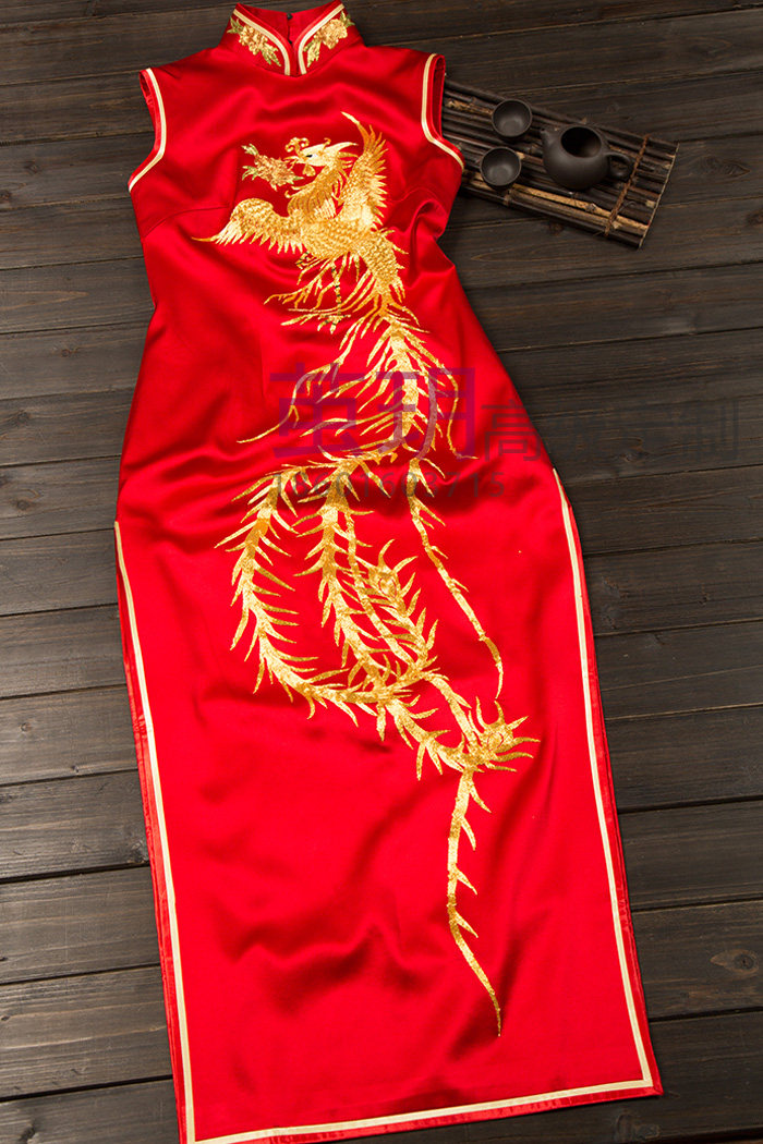 茧玥老上海大红色手工结婚敬酒服
