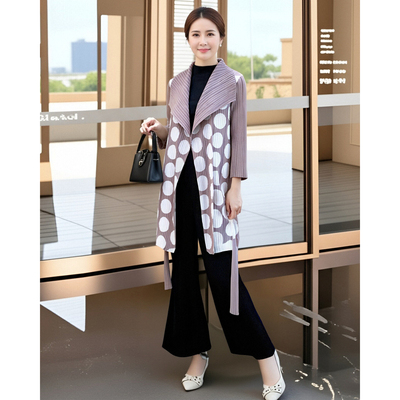 三宅褶皱衬衫女高级感波点薄外套